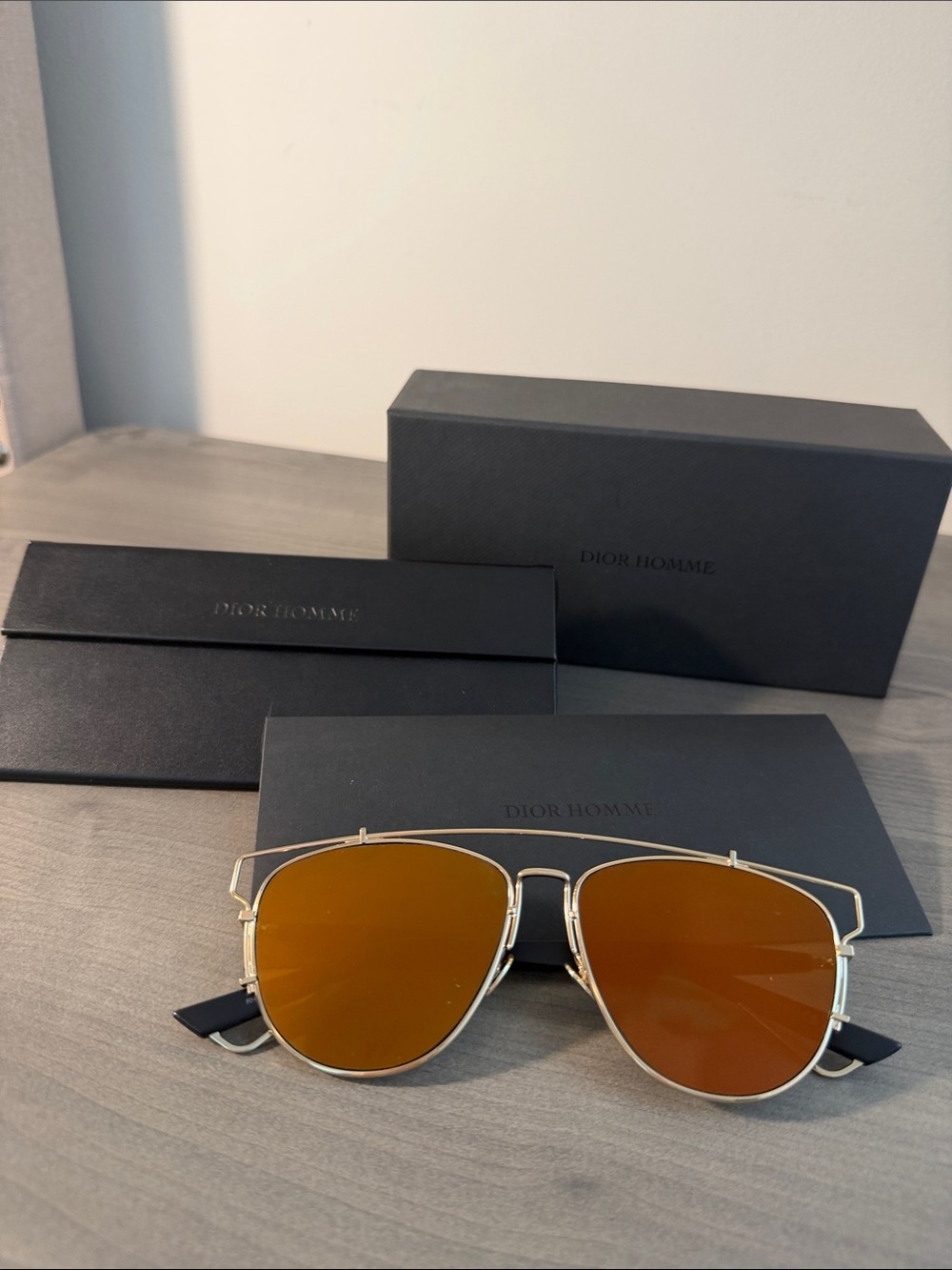 Dior Reflective Gold Frame Sunglasses with Amber Lenses and Black Pouch - Picture 5 of 5